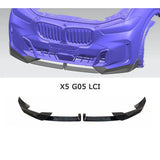 ABS Carbon Look Front Bumper Lip Guard Chin Spoiler For BMW X5 G05 LCI M Sport 2023+ Body Kit Splitter Cover Car Accessories