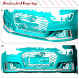 Dry Carbon Car Front Bumper Lip Spoiler Air Vent Trims Decoration for Audi RS3 Sedan 2017-2021 Car Front Body Kits Splitters