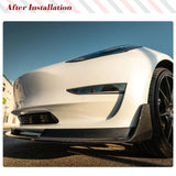 Carbon Fiber Car Front Bumper Chin Lip Splitters Protector for Tesla Model 3 2016-2023 Car Front Bumper Lip Spoiler