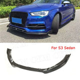 Front Bumper Chin Lip Spoiler for Audi A3 Sline S3 Sedan 4 door 2014 2015 2016 Carbon Fiber Head Shovel Car Styling
