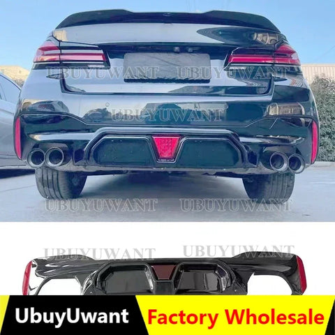 For BMW G30 G38 5 Series 525i 530i 535i CS STYLE Car Rear Bumper Diffuser Spoiler Lip Light Exhaust Guard Bracket Splitter 17-23