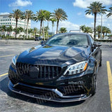 Front Bumper Lip Spoiler Front Lip Chin Apron Diffuser High Quality Bodykit For Benz C Class W205 C63 AMG 2015-2020