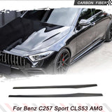 For Benz C257 CLS400 CLS550 CLS63 AMG 2018 2019 Carbon Fiber Racing Side Door Bumper Lip Rocker Plate Car Side Skirts Extensions