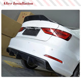 For Audi A3 Standard Sedan 4 Door 8V 14 - 16 Car Rear Bumper Lip Diffuser Single Exhaust Two Outlet Carbon Fiber / FRP Non Sline