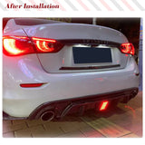 Carbon Fiber Rear Diffuser for Infiniti Q50 Base Sport Sedan 2018-2023 Lower Bumper Lip Spoiler With Red LED Brake Light Spoiler