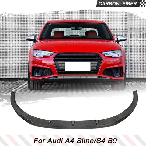 Real Carbon Fiber Car Front Lip Chin Spoiler For Audi A4 B9 S-LINE S4 B9 2019 2020 Sedan Car Front Bumper Splitters Lip