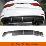 For Audi A3 Standard Sedan 4 Door 8V 14 - 16 Car Rear Bumper Lip Diffuser Single Exhaust Two Outlet Carbon Fiber / FRP Non Sline