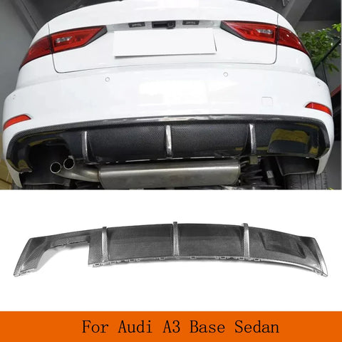 For Audi A3 Standard Sedan 4 Door 8V 14 - 16 Car Rear Bumper Lip Diffuser Single Exhaust Two Outlet Carbon Fiber / FRP Non Sline