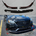 for Benz C Class W205 C63 AMG 2015-2020 Front Bumper Lip Spoiler Body Kits Cars Accessories Carbon Fiber Bumper Chin Guard FRP