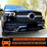 For Mercedes Benz GLE Class W167 C167 AMG 2019-2023 Front Bumper Lip Splitter Chin Bodykit Spoiler Diffuser Tuning Accessories