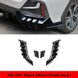 Rear Diffuser Rear R Style Spoiler for Honda Civic 2016-2021 10th Hatchback FK4 FK7 Modification Body Kit Lower Bumper Guard