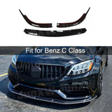 for Benz C Class W205 C63 AMG 2015-2020 Front Bumper Lip Spoiler Body Kits Cars Accessories Carbon Fiber Bumper Chin Guard FRP