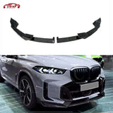 ABS Carbon Look Front Bumper Lip Guard Chin Spoiler For BMW X5 G05 LCI M Sport 2023+ Body Kit Splitter Cover Car Accessories