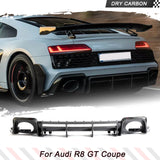Dry Carbon Car Rear Bumper Diffuser Lip Spoiler for Audi R8 V10 GT Performance Coupe 2023 Facelift New R8 Carbon Diffuser