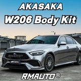 For Mercedes Benz C Class W206 2022+ AKASAKA Front Bumper Lip Diffuser Splitter Rear Spoiler Side Skirt Racing Grill Body Kit