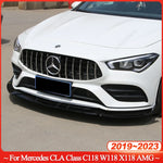 Front Bumper Lip Diffuser Splitter For Mercedes Benz CLA Class C118 W118 X118 CLA180 200 220 250 CLA35 CLA45 AMG 2019-2023 Black