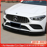 Front Bumper Lip Diffuser Splitter For Mercedes Benz CLA Class C118 W118 X118 CLA180 200 220 250 CLA35 CLA45 AMG 2019-2023 Black