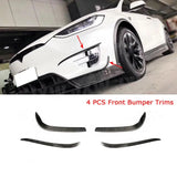 For Tesla Model X 2016-2018 Carbon Fiber Car Trunk Bumper Canards Air Vent Trim Stripes Cover Stickers Splitters Car Styling