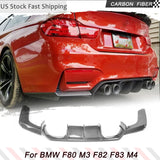 Car Rear Bumper Diffuser Lip Spoiler for BMW F80 M3 F82 F83 M4 Bumper 2014-2018 Sedan Carbon Fiber Car Rear Bumper Cover