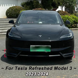 Car Front Bumper Lip Chin Diffuser Body Kits Spoiler Deflector Tuning ABS Accessories Black For Tesla Model 3 Highland 2024