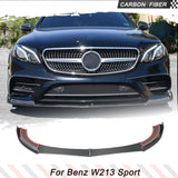 Car Front Bumper Lip Spoiler For Mercedes Benz W213 E300 E400 E350 Sport 2016-2020 Front Bumper Lip Chin Carbon Fiber Body Kits