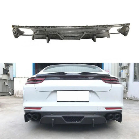 Dry Carbon Fiber Rear Lip Diffuser Spoiler For Porsche Panamera 971 2017 2018 2019 Forged Carbon Bumper Lip Hugger Guard