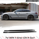 Car Side Skirts Body Kits For BMW 4 Series G26 M Sport Sedan 2021-2023 Carbon Fiber Side Door Bumper Skirts Apron Extention Lip