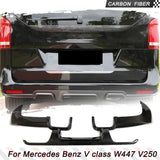 V Class Caebon Fiber Rear Diffuser Lip Spoiler Bumper Guard for Mercedes-Benz W447 Vito Mini Passenger Van 4 Door 2014-2018 FRP