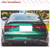 Carbon Fiber Car Rear Bumper Diffuser for S3 Carbon Fiber Rear Bumper Diffuser Lip WIth LED Light For Audi A3 Sline S3 2017-2020