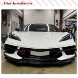 For Chevrolet Corvette C8 Stingray 2020UP Carbon Fiber Car Front Bumper Splitter Fins Real Carbon Front Bumper Air Vent Canards