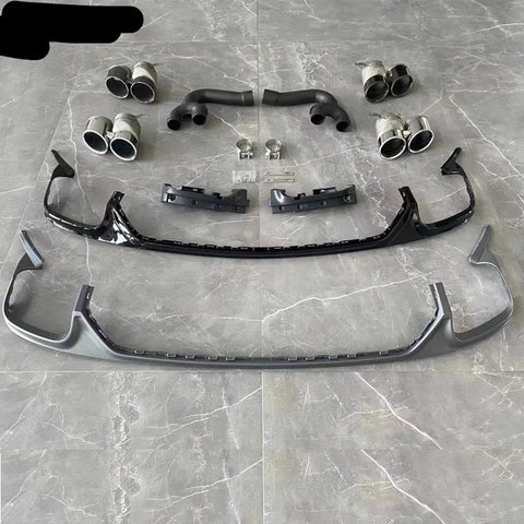 Kit Include Rear Bumper Lips Spoiler For Audi Q8 2.0T/3.0T 2019- Stainless Steel Tail Throat Body Kit Exhaust Pipe Muffler