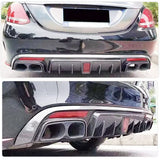 Car Rear Bumper Diffuser Lip Spoiler Carbon Fiber for Mercedes Benz C Class W205 Sport C63 AMG 2015-2017 Rear Lip With Light