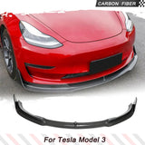 Carbon Fiber Car Front Bumper Chin Lip Splitters Protector for Tesla Model 3 2016-2023 Car Front Bumper Lip Spoiler