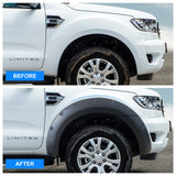 6'' Wheel Arch Extension Fender Flares for Ford Ranger Wildtrak Limited XLT XL 2015-2022 T7 T8 Models Dual Cab Mudguards