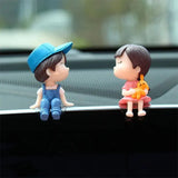 Car Ornaments Cute Cartoon Couples Action Figure Figurines Balloon Ornaments Auto Interior Accessories For Dashboard Girls Gifts