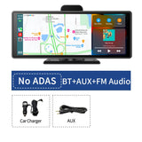 10.26" Wireless CarPlay & Android Auto Dash Cam ADAS 4K DVR Bluetooth Audio AUX GPS Navigation Dashboard Video Recorder