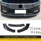 For Volkswagen Passat B8 2015-2022 3PCS Car Front Bumper Lip Body Kit Spoiler Splitter ABS Bumper Canard Bar Guard Auto Chin