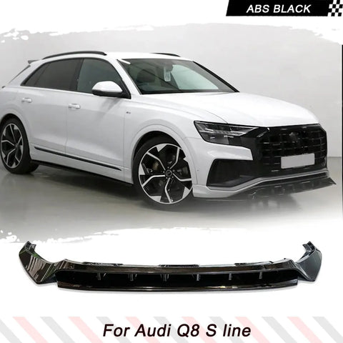 ABS Glossy Black Car Front Bumper Lip for Audi Q8 S line Sport Version 2019-2023 Car Front Bumper Spoiler Lip Splitter Lip