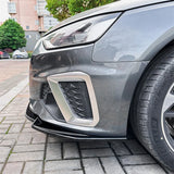 Car Lower Front Bumper Chin Lip Kit For Audi A4 S4 B9.5 Sline 2020 + Spoiler Splitter ABS Canard Lip Splitter Deflector Black