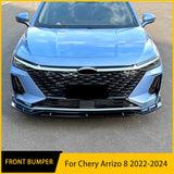 For Chery Arrizo 8 2022 2023 2024 Front Bumper Lip Chin Spoiler Upgrade Exterior Bodykit PP Plastic 4Pcs Automobiles Accessories