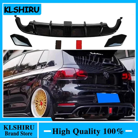 Rear Diffuser for Volkswagen Golf MK6 GTI 2008-2013 Glossy Black Car Body Kit Lip Bumper Spoiler Plastic Splitter