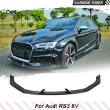 Car Front Bumper Lip Spoiler Splitters Apron Body Kits for Audi RS3 Sedan 4 Door 2017-2019 Carbon Fiber Front Bumper Lip Spoiler