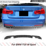 Carbon Fiber Car Rear Bumper Diffuser Lip Spoiler For BMW F30 F31 M Sport Bumper 2012 - 2017 Single Exhaust Two Outlet