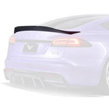V Type Dry Carbon Fiber Rear Spoiler Rear Wing Duck Tail Aero Body Kit For Tesla Model S 2022-2024