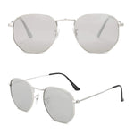 SOJOS Square Polarized Sunglasses for Women Men Small Hexagonal Polygon Mirrored Lens SJ1072 Silver