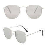 SOJOS Square Polarized Sunglasses for Women Men Small Hexagonal Polygon Mirrored Lens SJ1072 Silver