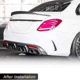 Car Rear Bumper Diffuser Lip Spoiler Carbon Fiber for Mercedes Benz C Class W205 Sport C63 AMG 2015-2017 Rear Lip With Light