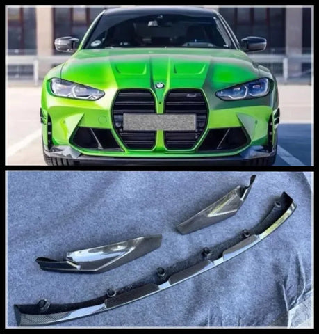 For BMW G80 M3 G82 M4 2020 2021 2022 2023 Real Carbon Fiber Front Bumper Lip Splitters Body Kit Cup Flaps Cover(MP Style)