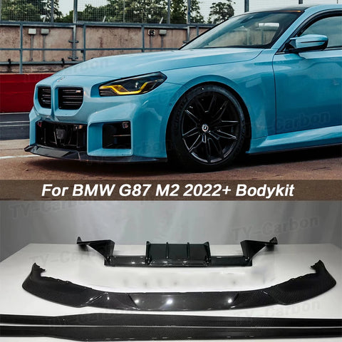 Car Front Bumper Lip Spoiler Side Skirt Rear Diffuser Bodikit for BMW G87 M2 Base Coupe 2-Door 2022+ R4 Style Dry Carbon Fiber