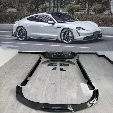 For Porsche Taycan 2019 2020 2021 2022 High Quality Real Carbon Fiber Front Lip Rear Diffuser Bumper Spoiler Body Side Skirt Kit